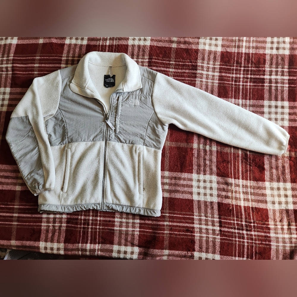 The North Face Gray and White Fleece Full Zip